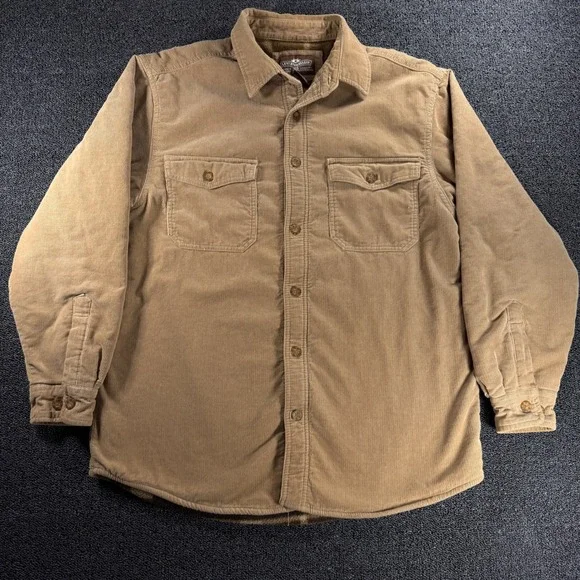 Levi Strauss Mens M Tan Corduroy Plaid Fleece Lined Shacket Shirt Jacket - Picture 2 of 8